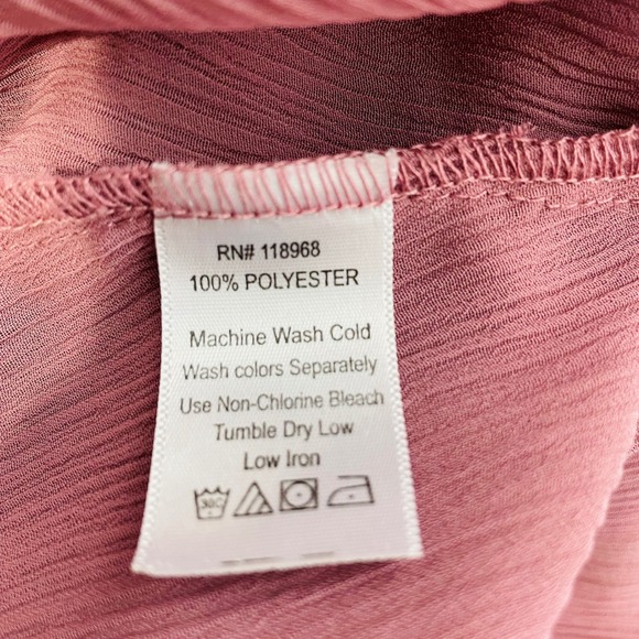 Oleg‎ Cassini Ruffle Blouse Button Down Long Sleeve Pink Top XL Women V Neck - Picture 3 of 10